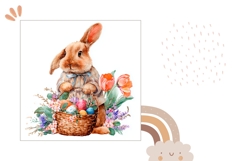 Easter Basket Pillow PNG, Easter Flowers Pillow Sublimation Product Image 2