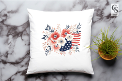 USA Flag Floral Clipart PNG Product Image 2
