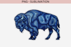 Blue Bison Embroidery PNG | Western Buffalo Clipart, Rustic Product Image 2