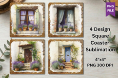Lavender Porch Coaster Sublimation PNG,Windows and Door Desi Product Image 2