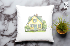 Yellow Cozy Cottage House Clipart Sublimation PNG Product Image 2