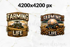 Farming Life PNG, Vintage Tractor & Wheat Sublimation Design Product Image 2