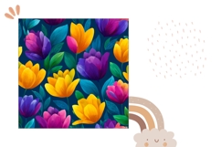 Colorful Tulips Pillow PNG, Floral Pillow Case Sublimation Product Image 2