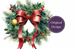 Christmas Tumbler Wrap, Christmas Wreath Sublimation PNG Product Image 2