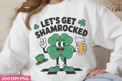 Lets Get Shamrocked PNG, Groovy ST Patricks Sublimation PNG Product Image 1