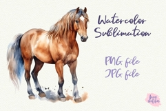 Horse PNG Sublimation Design. Watercolor Horse Clipart Product Image 1