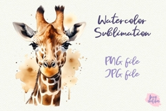 Giraffe PNG Sublimation Design. Watercolor Giraffe Clipart Product Image 1