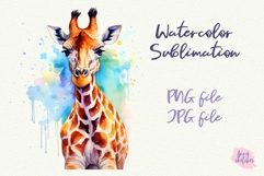 Giraffe PNG Sublimation Design. Watercolor Giraffe Clipart Product Image 1