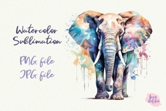 3 Elephant PNG Sublimation Design. Watercolor Elephant Clipa Product Image 2