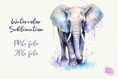 3 Elephant PNG Sublimation Design. Watercolor Elephant Clipa Product Image 3