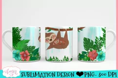Sloth Mom Mug Wrap PNG| Cute Animal Mug Templates Product Image 2
