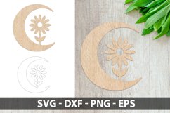 Moon In Shape A Daisy Laser Cut SVG | Earring Laser Cut Product Image 2