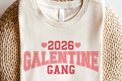 Galentine Gang 2026 SVG | Retro Valentine Varsity Shirt PNG Product Image 2