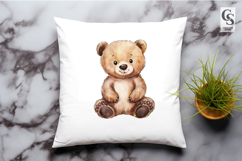 Cute Brown Teddy Bear Watercolor Clipart Sublimation PNG Product Image 2