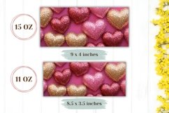 Pink Hearts Mug Wrap, Gold Heart Mug Sublimation Design Product Image 2