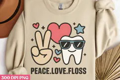 Peace Love Floss PNG, Dental Sublimation PNG Product Image 3