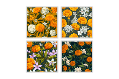 Marigold &amp; Jasmine Flower Digital Paper | Flower Pattern Product Image 2