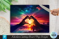 Couple Forming Heart Hand Sunset Cutting Board PNG Design Product Image 1