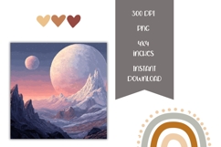 Cosmic Square Coasters, Space Square Coaster, Moon PNG Product Image 2