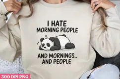I HATE MORNING PEOPLE PNG, Lazy Sublimation PNG Product Image 1