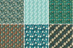 Teal Victorian Grunge Digital Paper,Dark Academia Damask Product Image 2