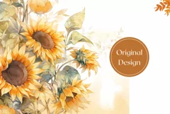 Sunflowers Tumbler Design, Watercolor Sunlowers Sublimation Product Image 2