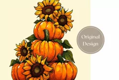 Watercolor Pumpkins Tumbler Design, Fall Sunflowers Tumbler Product Image 2