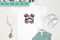 Mom Messy Bun svg, Girl Messy Bun, Leopard print, Mom life Product Image 2