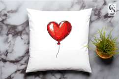 Red Heart Balloon Illustration Clipart Sublimation PNG Product Image 3