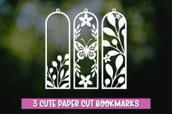 3 Floral Laser Cut Bookmarks SVG Product Image 1
