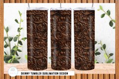 Tooled Leather Tumbler Sublimation Design 20 oz Tumbler Wrap Product Image 2