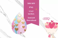 Valentine Teardrop Earring PNG, Golden Hearts Earrings Product Image 2