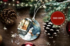 Watercolor Snowman Ornament, Cute Christmas Village Ornament Product Image 2