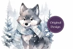 Christmas Tumbler Wrap, Watercolor Baby Wolf Tumbler Design Product Image 2