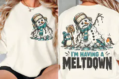 Melting Snowman Front Back PNG, Funny Snowman Front Back Shi Product Image 2