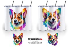 Corgi Dog Colorful | Tumbler Sublimation Wrap Product Image 2