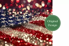 Patriotic Tumbler Wrap, Glitter American Flag Tumbler PNG Product Image 2