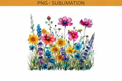 Watercolor Floral Wildflower Bouquet Sublimation Design Product Image 1