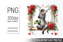Valentine&#039;s Zebra Cub Clipart PNG, Digital Download File Product Image 1