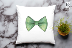 Green Watercolor Bow Clipart Sublimation PNG Product Image 2