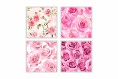 Watercolor Pink Rose Digital Paper Pattern Product Image 2