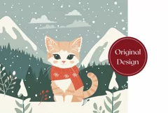 Christmas Cat Tumbler Wrap Design, Cozy Winter Tumbler PNG Product Image 2