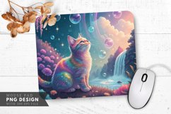 Vibrant Dreamscape Rainbow Cat Mouse Pad PNG Design Product Image 1