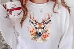 Watercolor Christmas Deer Head Clipart Sublimation Product Image 2