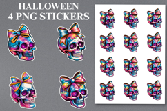 4 Halloween Skull Stickers Png | Printable Product Image 1