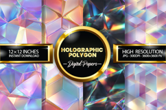 Holographic Polygon Digital Papers - 04 variations Product Image 1