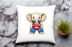 Cute Patriotic Elephant Watercolor Clipart PNG Product Image 2