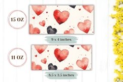 Cute Hearts Mug Wrap, Red Love Hearts Mug Template Product Image 2