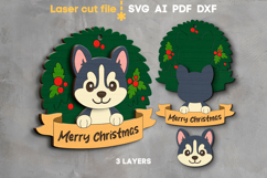 Husky Christmas Ornament SVG laser cut file for Glowforge Product Image 2