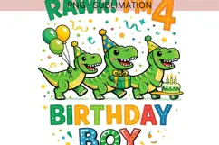 Rawr I’m 4 PNG | Dinosaur 4th Birthday Boy Design Product Image 2